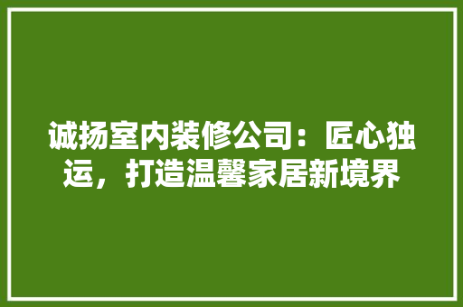 诚扬室内装修公司：匠心独运，打造温馨家居新境界 室内设计
