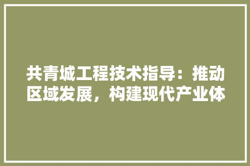 共青城工程技术指导：推动区域发展，构建现代产业体系 家居装修