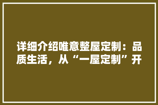 详细介绍唯意整屋定制：品质生活，从“一屋定制”开始 室内设计