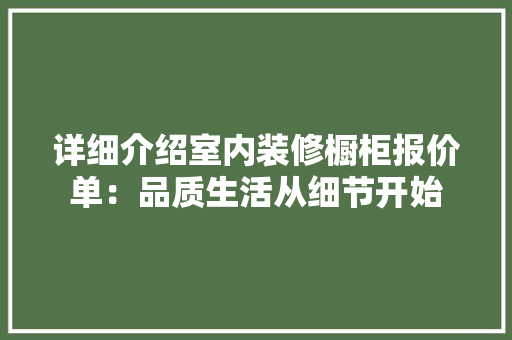 详细介绍室内装修橱柜报价单：品质生活从细节开始 室内设计
