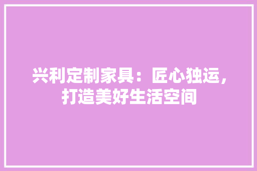 兴利定制家具：匠心独运，打造美好生活空间 家居装修