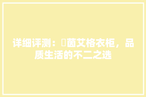 详细评测：萊茵艾格衣柜，品质生活的不二之选 室内设计