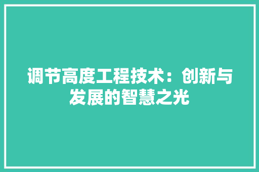 调节高度工程技术：创新与发展的智慧之光 室内设计
