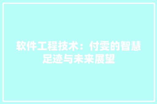 软件工程技术：付雯的智慧足迹与未来展望 室内设计