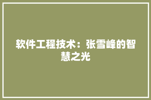 软件工程技术：张雪峰的智慧之光