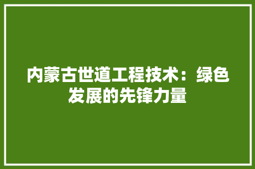 内蒙古世道工程技术：绿色发展的先锋力量 家居装修