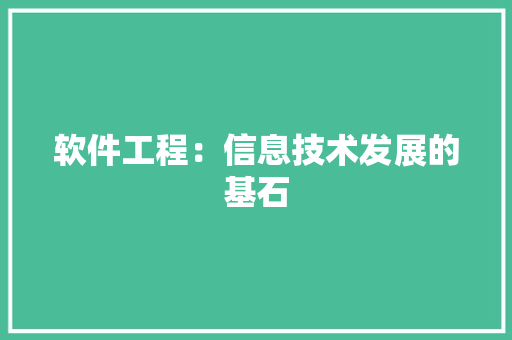 软件工程：信息技术发展的基石