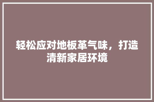 轻松应对地板革气味，打造清新家居环境 室内设计