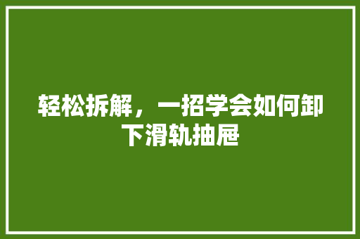 轻松拆解，一招学会如何卸下滑轨抽屉