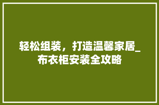 轻松组装，打造温馨家居_布衣柜安装全攻略