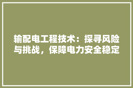 输配电工程技术：探寻风险与挑战，保障电力安全稳定供应
