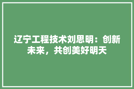 辽宁工程技术刘思明：创新未来，共创美好明天 室内设计