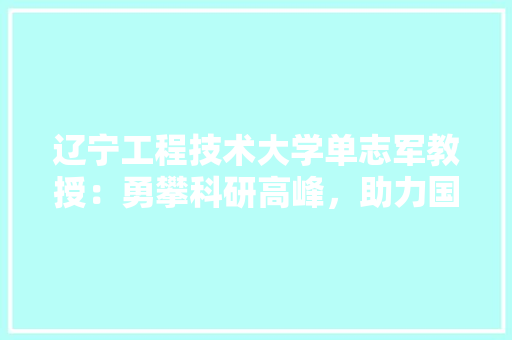 辽宁工程技术大学单志军教授：勇攀科研高峰，助力国家能源转型 室内设计