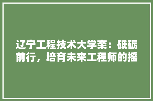 辽宁工程技术大学栾：砥砺前行，培育未来工程师的摇篮 室内设计