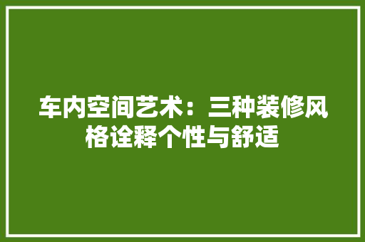 车内空间艺术：三种装修风格诠释个性与舒适