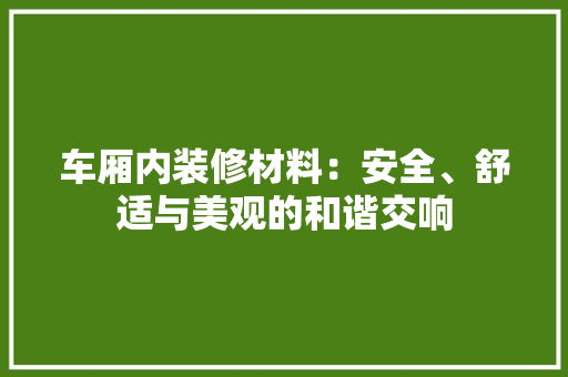 车厢内装修材料：安全、舒适与美观的和谐交响 室内设计
