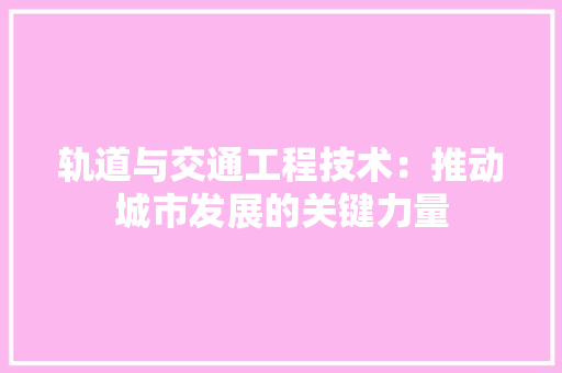 轨道与交通工程技术：推动城市发展的关键力量 室内设计