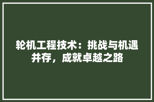轮机工程技术：挑战与机遇并存，成就卓越之路 室内设计