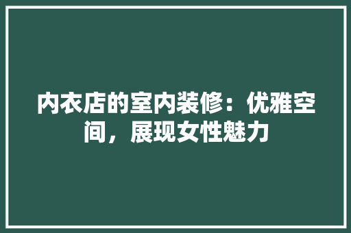 内衣店的室内装修：优雅空间，展现女性魅力 家居装修