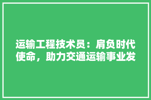 运输工程技术员：肩负时代使命，助力交通运输事业发展 室内设计