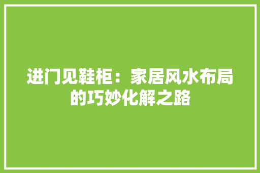 进门见鞋柜：家居风水布局的巧妙化解之路 室内设计