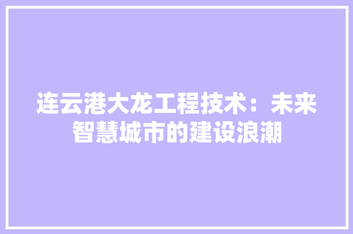 连云港大龙工程技术：未来智慧城市的建设浪潮