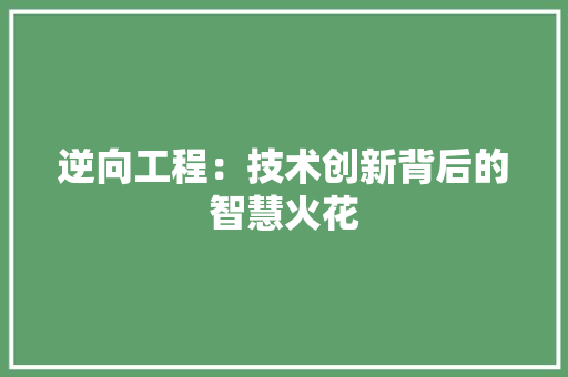 逆向工程：技术创新背后的智慧火花 室内设计