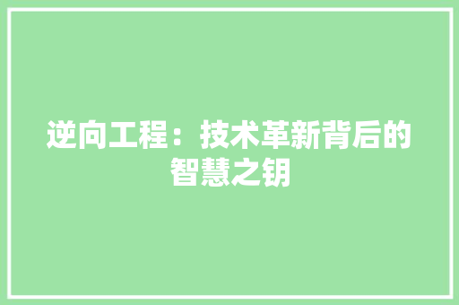 逆向工程：技术革新背后的智慧之钥 室内设计