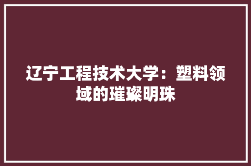 辽宁工程技术大学：塑料领域的璀璨明珠 室内设计