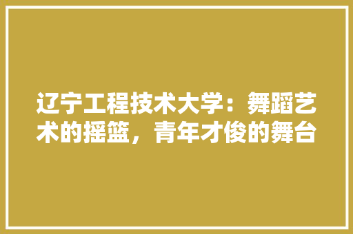 辽宁工程技术大学：舞蹈艺术的摇篮，青年才俊的舞台 室内设计