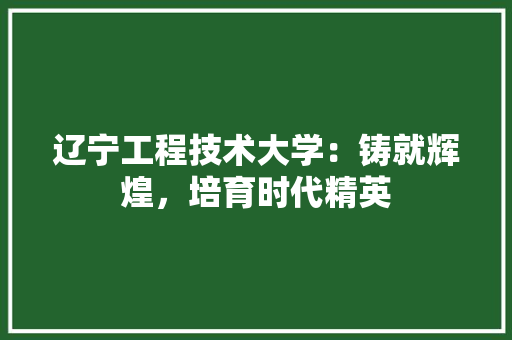 辽宁工程技术大学：铸就辉煌，培育时代精英