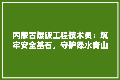 内蒙古爆破工程技术员：筑牢安全基石，守护绿水青山 家居装修