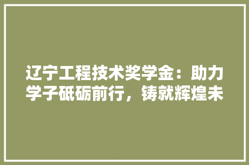 辽宁工程技术奖学金：助力学子砥砺前行，铸就辉煌未来