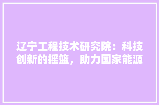 辽宁工程技术研究院：科技创新的摇篮，助力国家能源转型