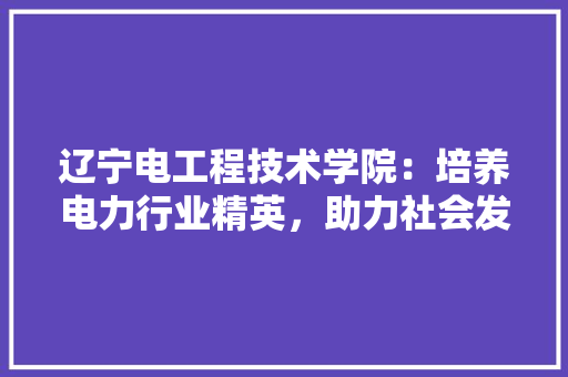 辽宁电工程技术学院：培养电力行业精英，助力社会发展