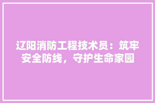 辽阳消防工程技术员：筑牢安全防线，守护生命家园