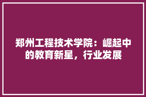 郑州工程技术学院：崛起中的教育新星，行业发展 室内设计