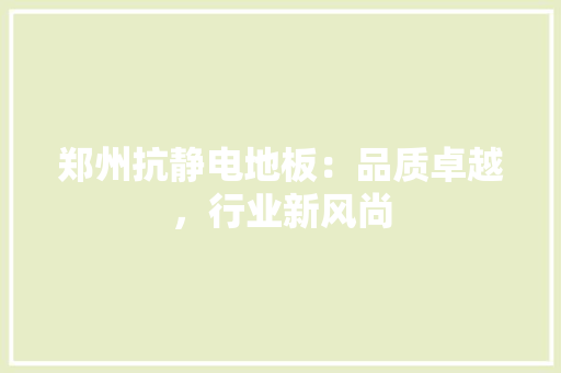 郑州抗静电地板：品质卓越，行业新风尚 室内设计