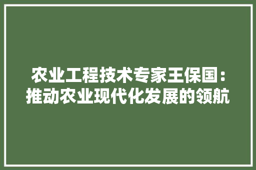 农业工程技术专家王保国：推动农业现代化发展的领航者