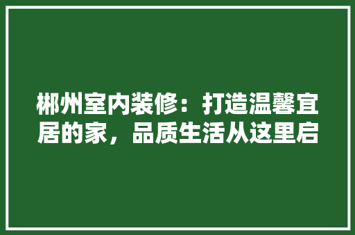 郴州室内装修：打造温馨宜居的家，品质生活从这里启航 室内设计