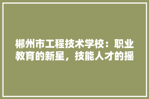 郴州市工程技术学校：职业教育的新星，技能人才的摇篮
