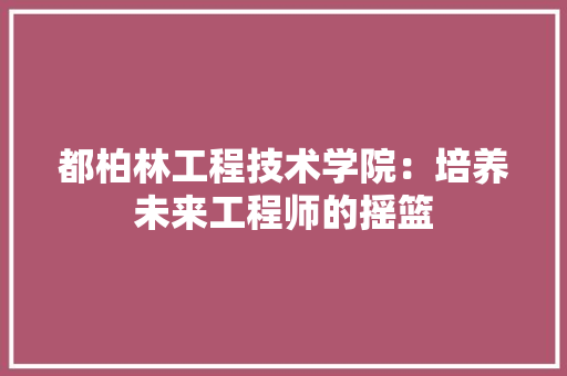 都柏林工程技术学院：培养未来工程师的摇篮 室内设计