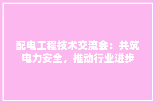 配电工程技术交流会：共筑电力安全，推动行业进步 室内设计