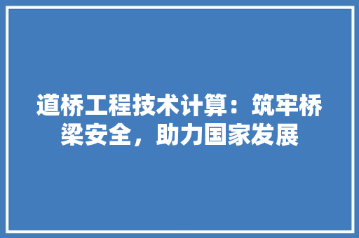 道桥工程技术计算：筑牢桥梁安全，助力国家发展 室内设计