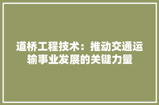 道桥工程技术：推动交通运输事业发展的关键力量 室内设计