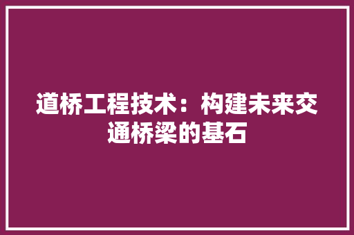 道桥工程技术：构建未来交通桥梁的基石 室内设计