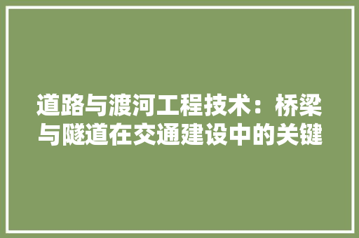 道路与渡河工程技术：桥梁与隧道在交通建设中的关键作用 室内设计
