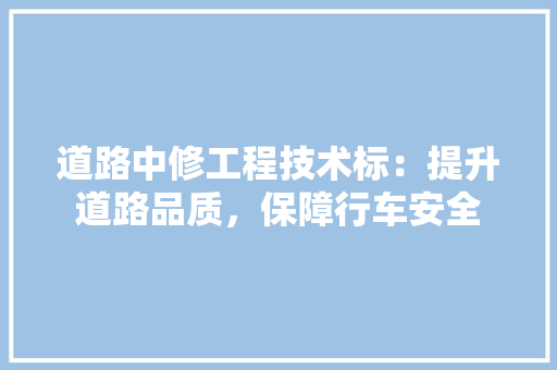 道路中修工程技术标：提升道路品质，保障行车安全 室内设计
