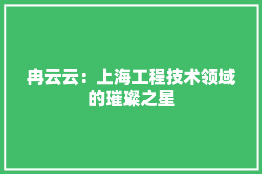 冉云云：上海工程技术领域的璀璨之星 家居装修