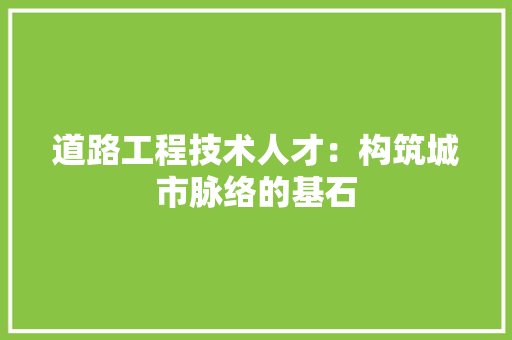道路工程技术人才：构筑城市脉络的基石 室内设计